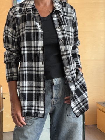 Camicia check maglia bianco nera - immagine 2