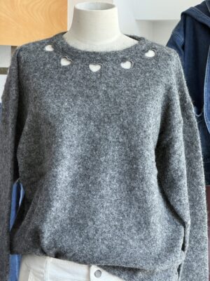 Pull girocollo cuori grigio