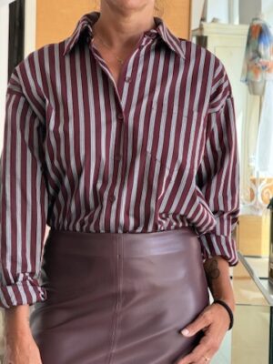 Camicia righe bordeaux azzurra