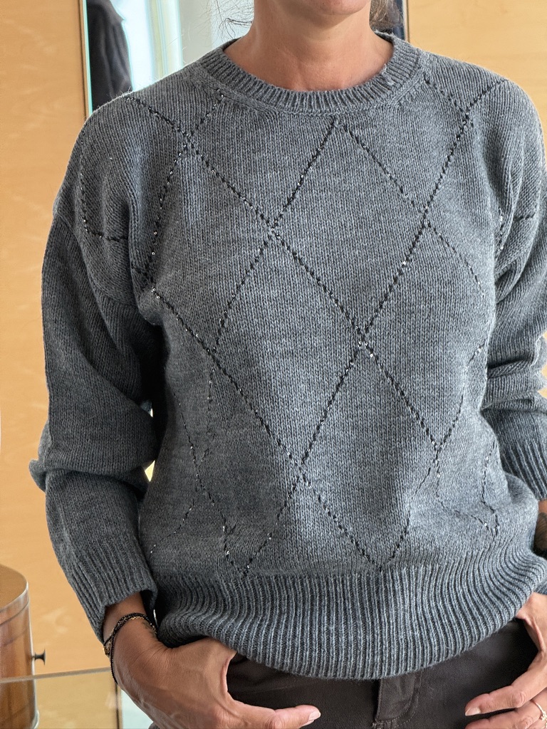 Maglia rombo grigia - immagine 2