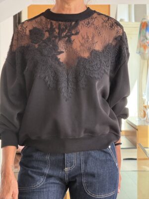 Felpa pizzo nera