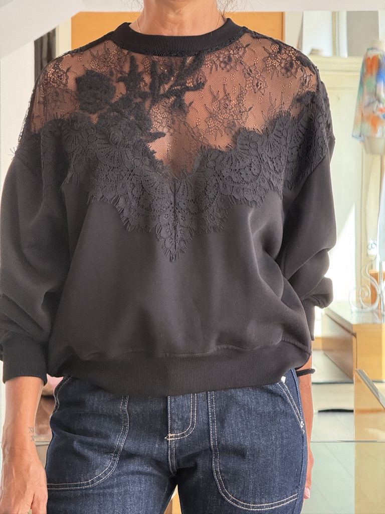 Felpa pizzo nera