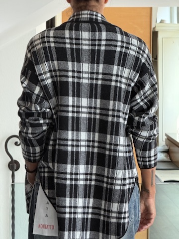 Camicia check maglia bianco nera - immagine 3