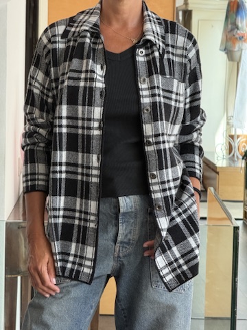 Camicia check maglia bianco nera