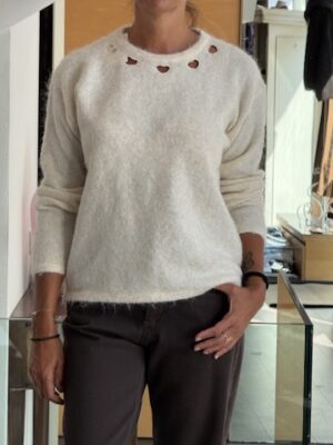 Pull girocollo cuori latte