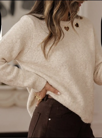 Pull girocollo cuori latte