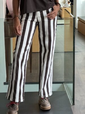 Jeans righe bianco cioccolato