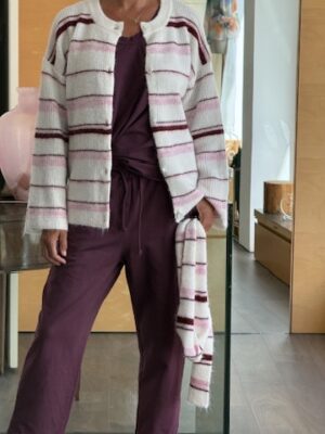 Cardigan righe latte