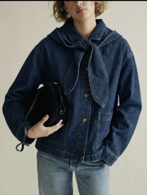 Giacca jeans cappuccio staccabile