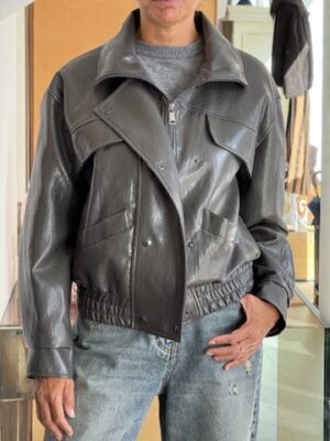 Bomber ecopelle grigio