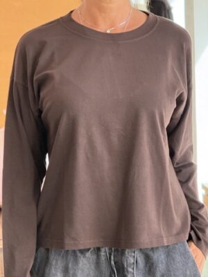 T-shirt basic manica lunga cioccolato