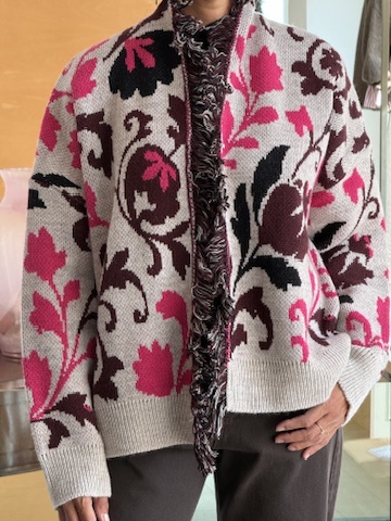 Cardigan fiore sabbia