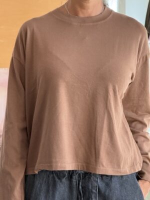 T-shirt basic manica lunga tabacco